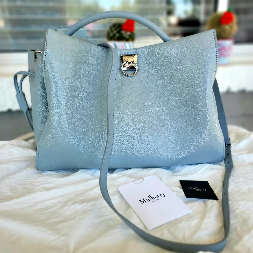 Mulberry Light Blue Leather Shoulder Bag - Picture 1 of 4